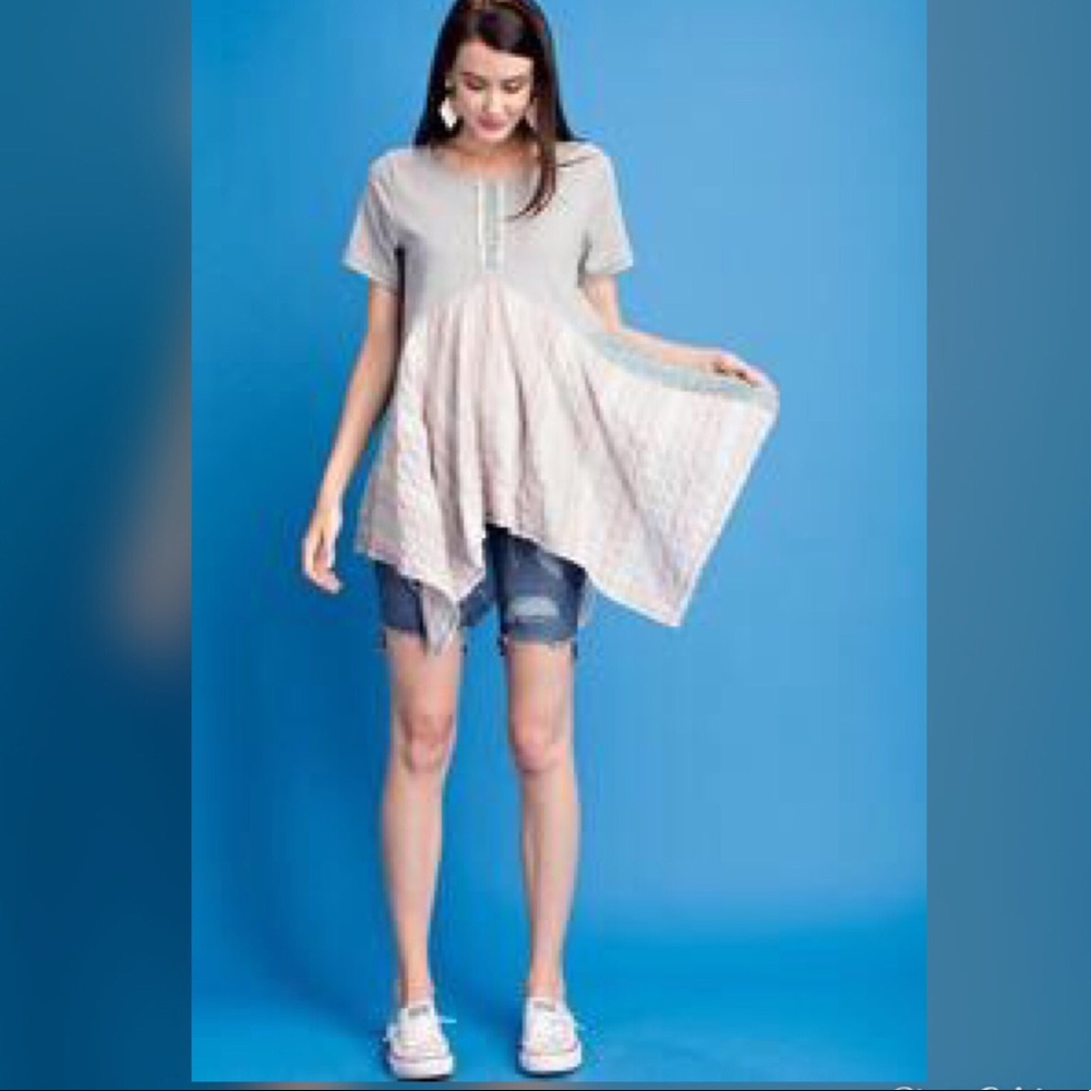$ FIRM π·Heather Gray Asymmetrical Babydoll - Picture 2 of 3